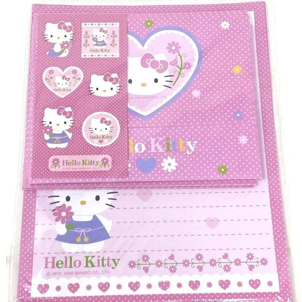 Hello Kitty Letter Writing Set Paper Envelopes Stickers Pink School Learning
